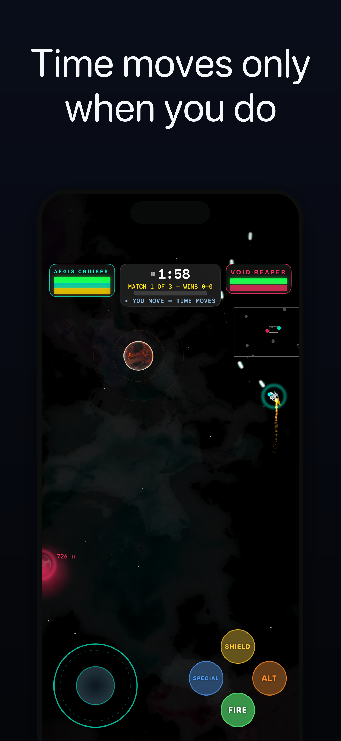 Aphelion — combat with the time-bending HUD