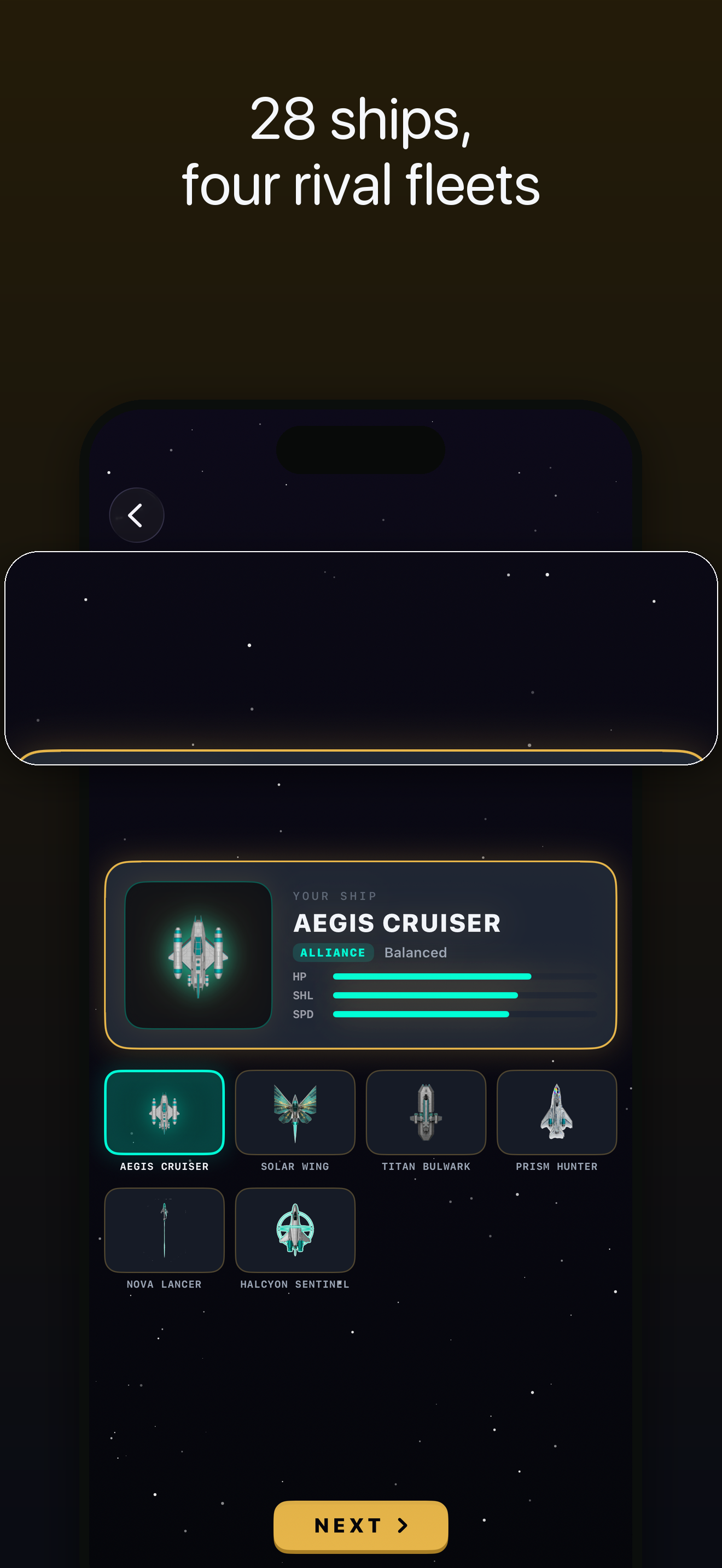 Aphelion — ship select across four fleets