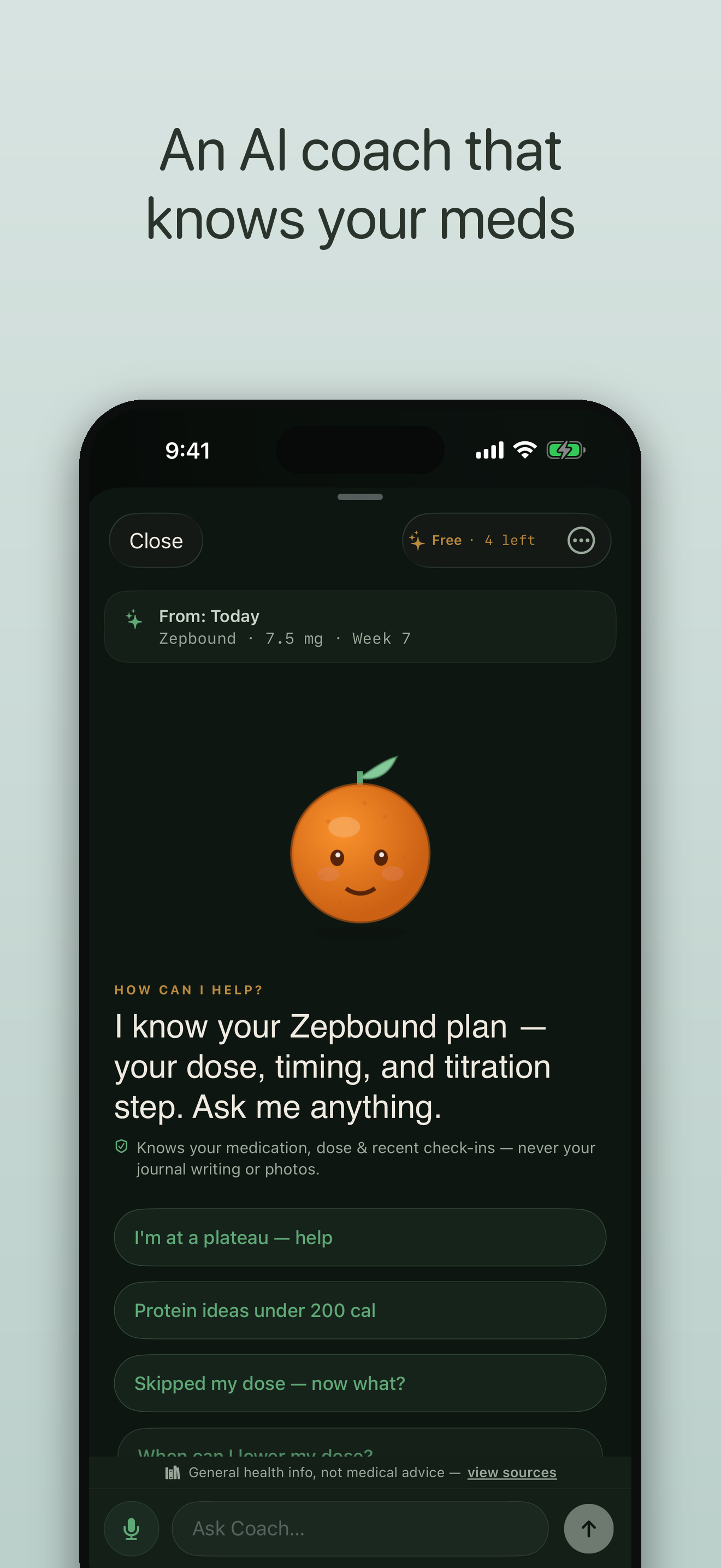 GLP-1 Coach — an AI coach that knows your drug, dose, and titration plan