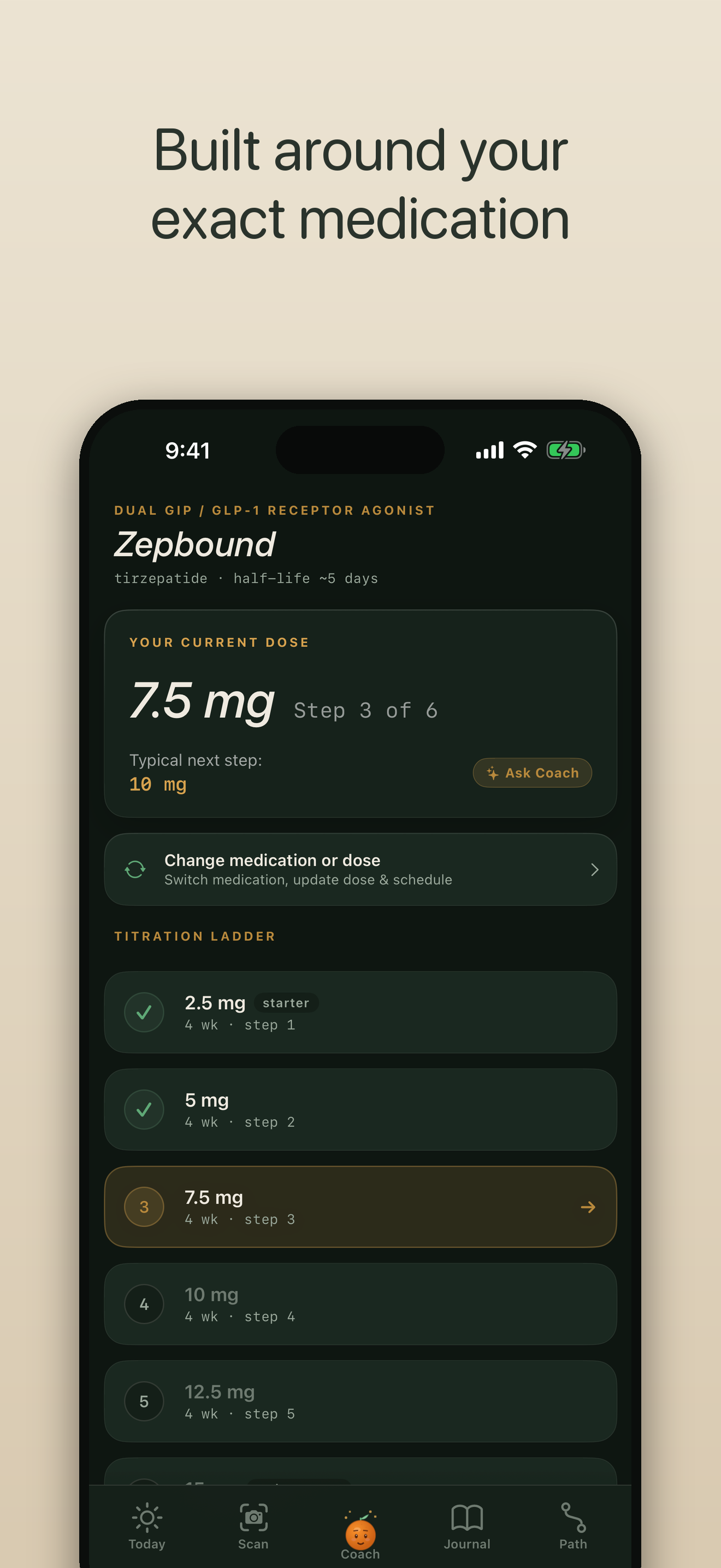GLP-1 Coach — log a meal in seconds by photo, barcode, or description