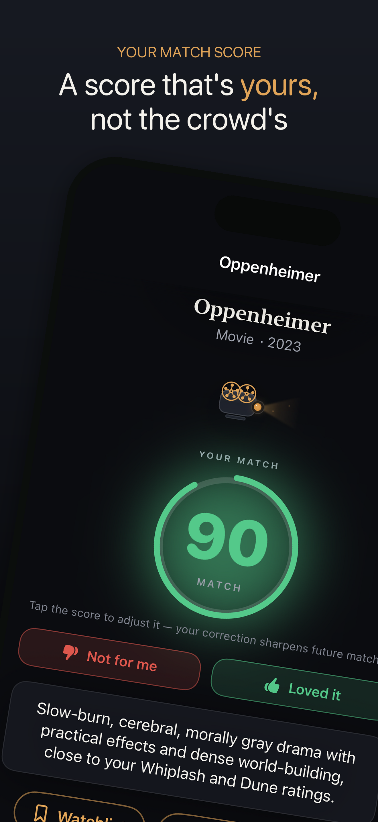 ReelCritic — your personal 0–100 Match Score