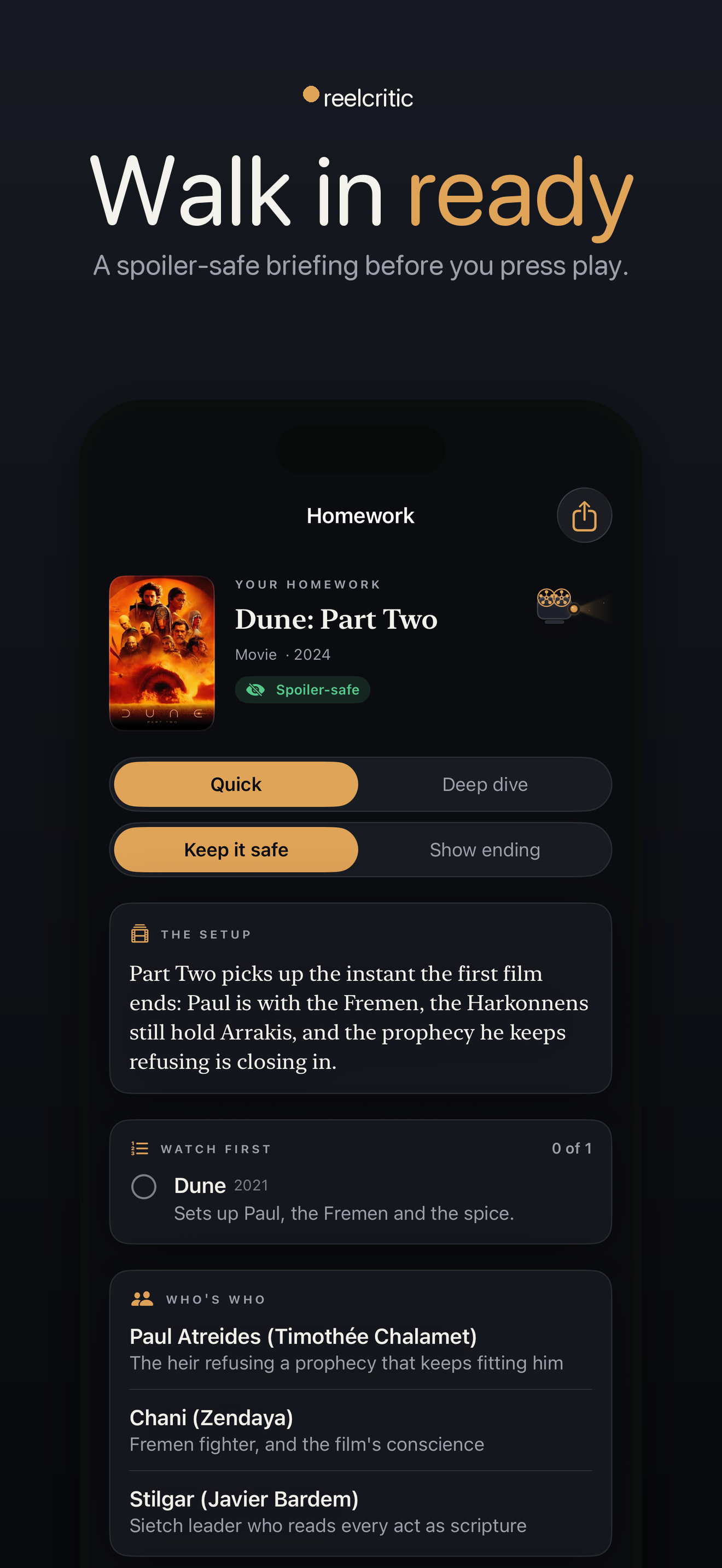 ReelCritic — Homework, a spoiler-safe briefing before you press play