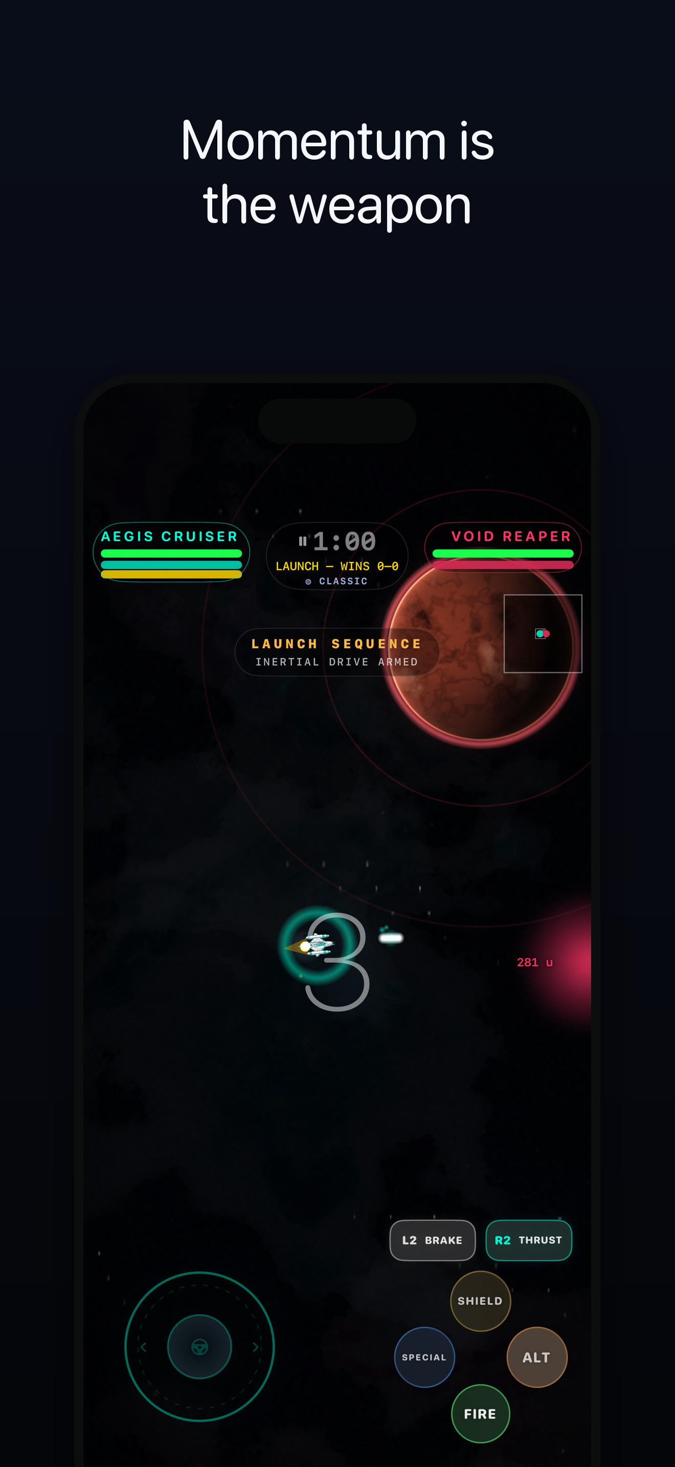 Stellar Melee physics-driven space combat