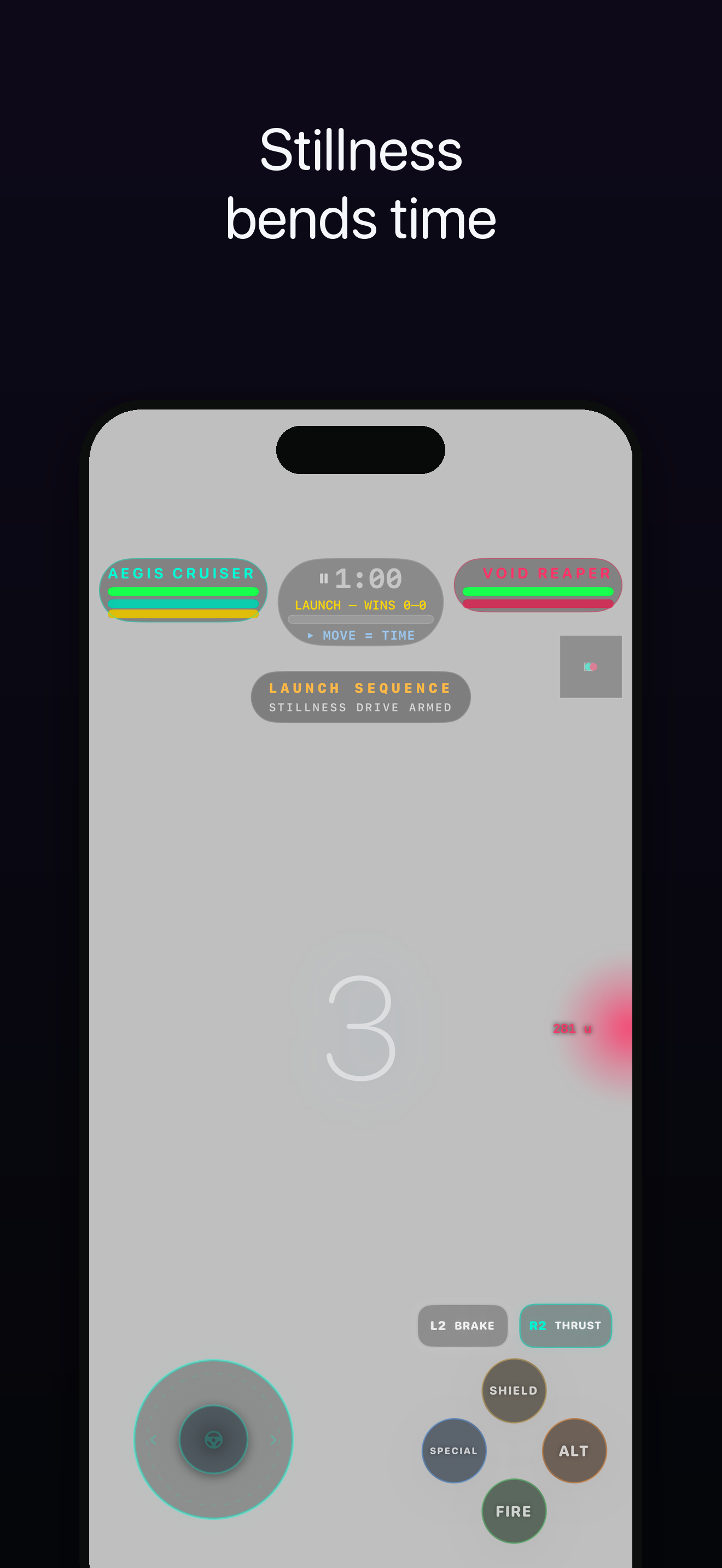 Stellar Melee — stillness bends time mode