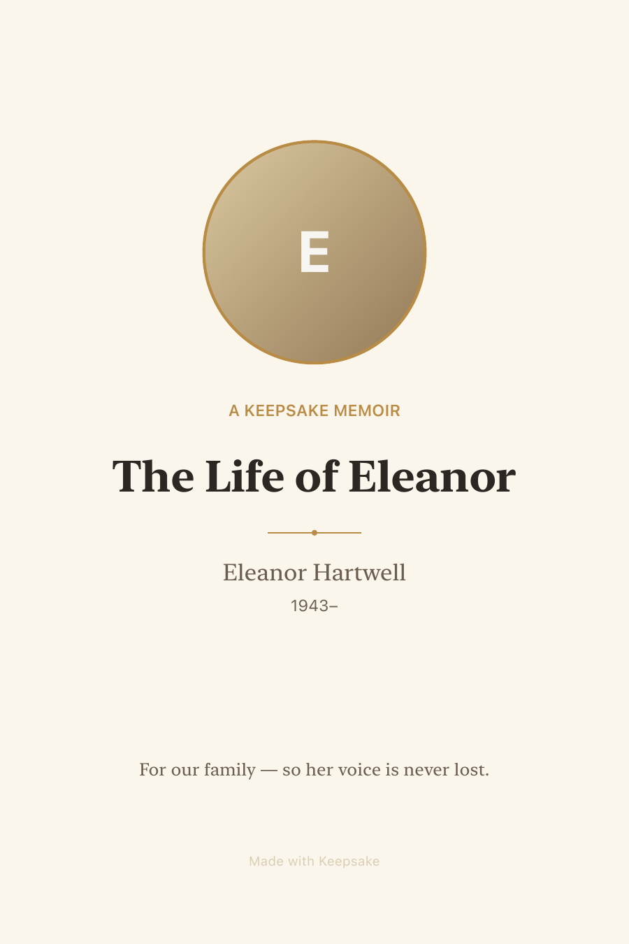 A Keepsake memoir book cover
